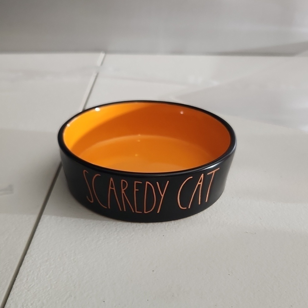 Rae Dunn scaredy cat bowl black orange